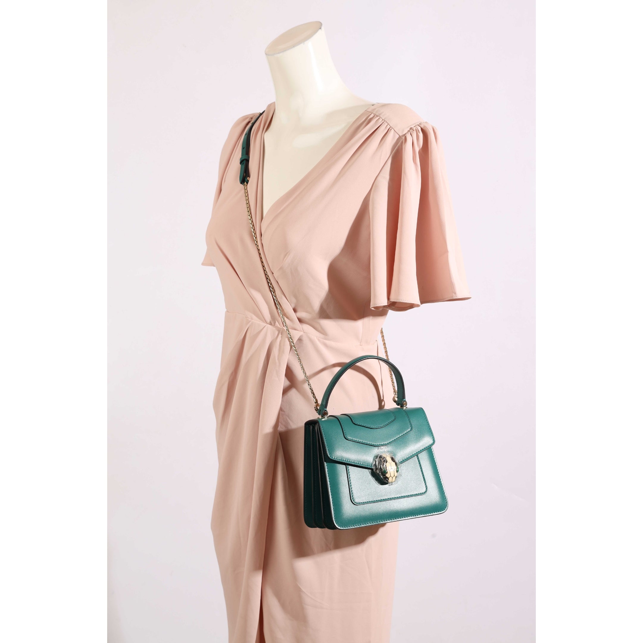 Bvlgari Teal Serpenti Forever Medium Satchel