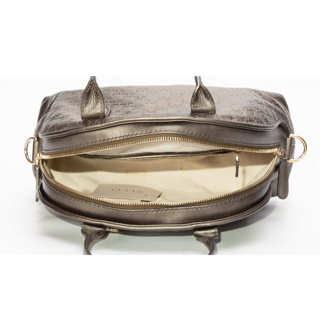 Gucci Bronze Guccissima Heart Charm Dome Satchel