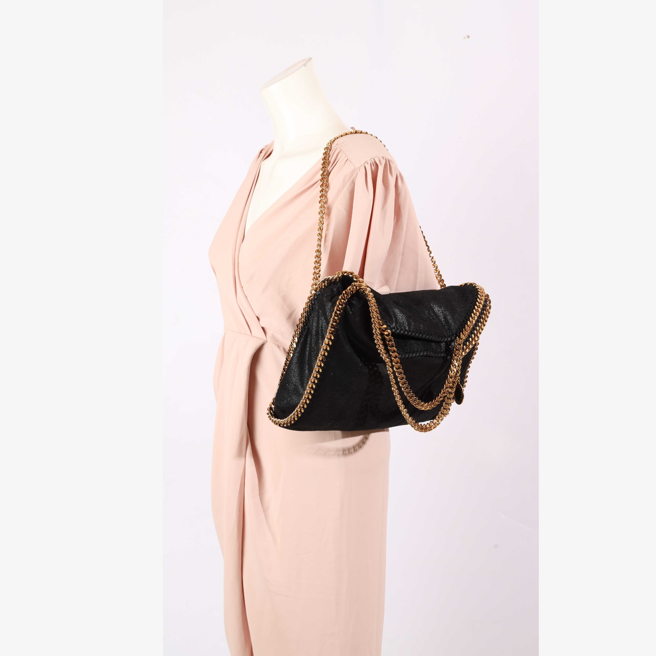 Stella Mccartney Black Falabella Shaggy 3 Chain Tote