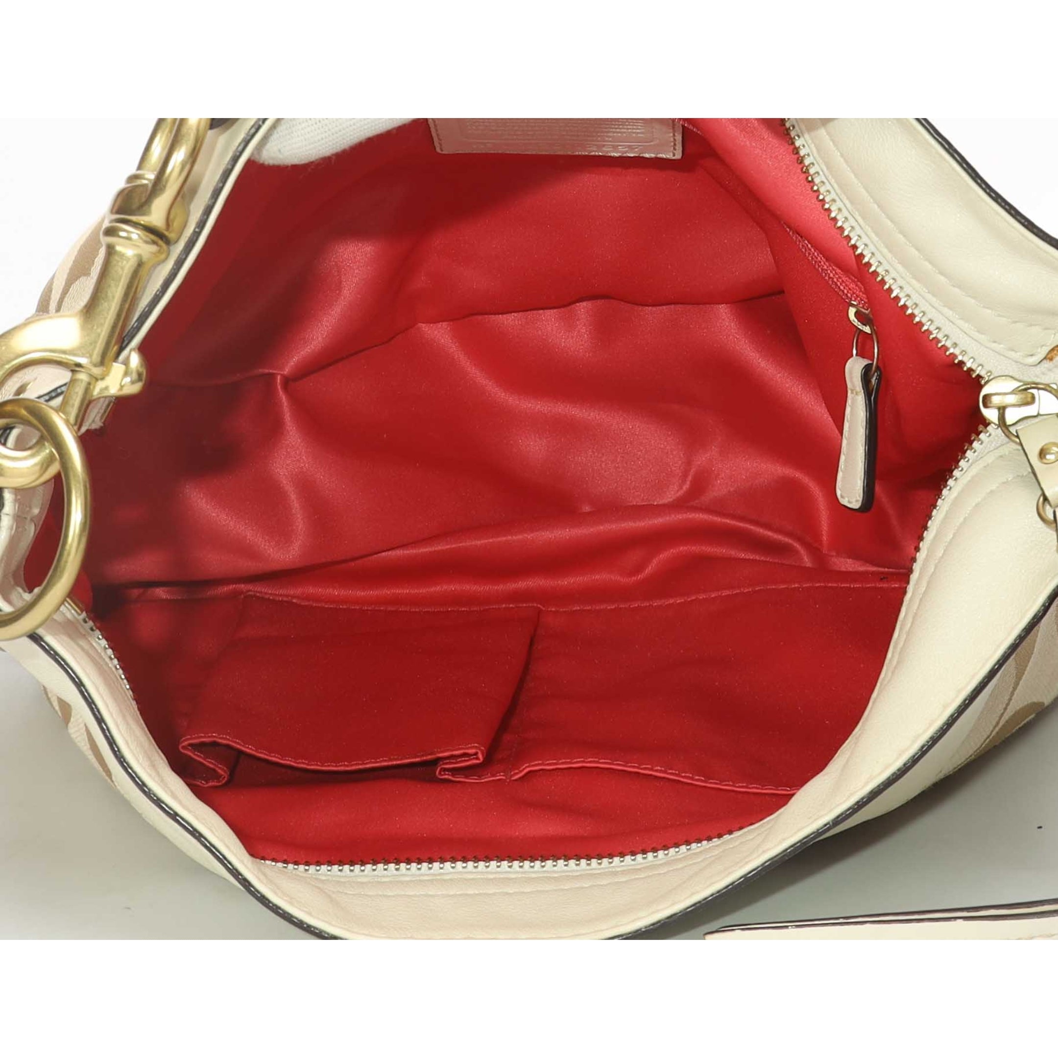 Coach Beige Canvas Zoe Hobo Bag
