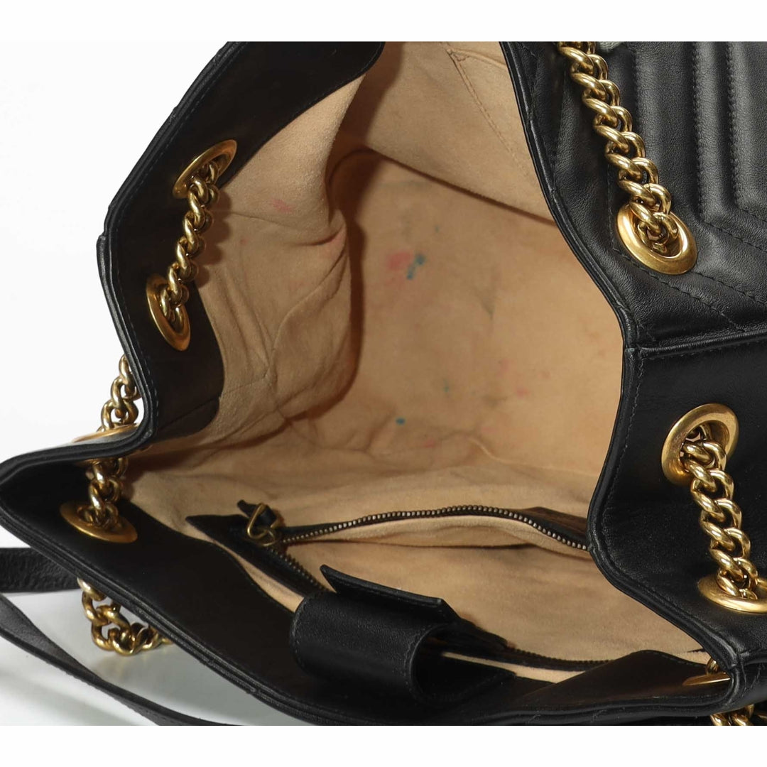 Gucci Black Matelasse GG Marmont Tote