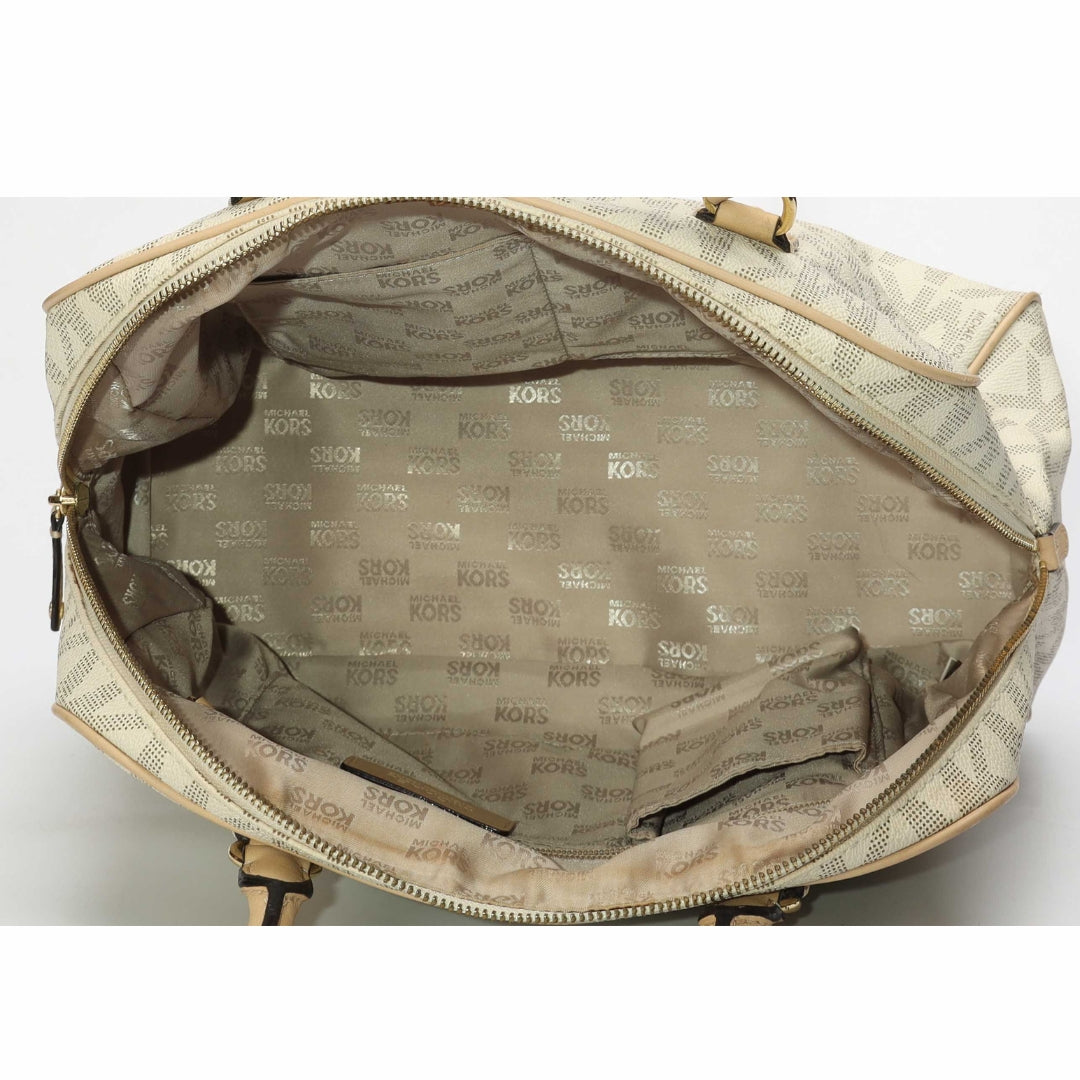Michael Kors Off White Signature Logo Charm Satchel