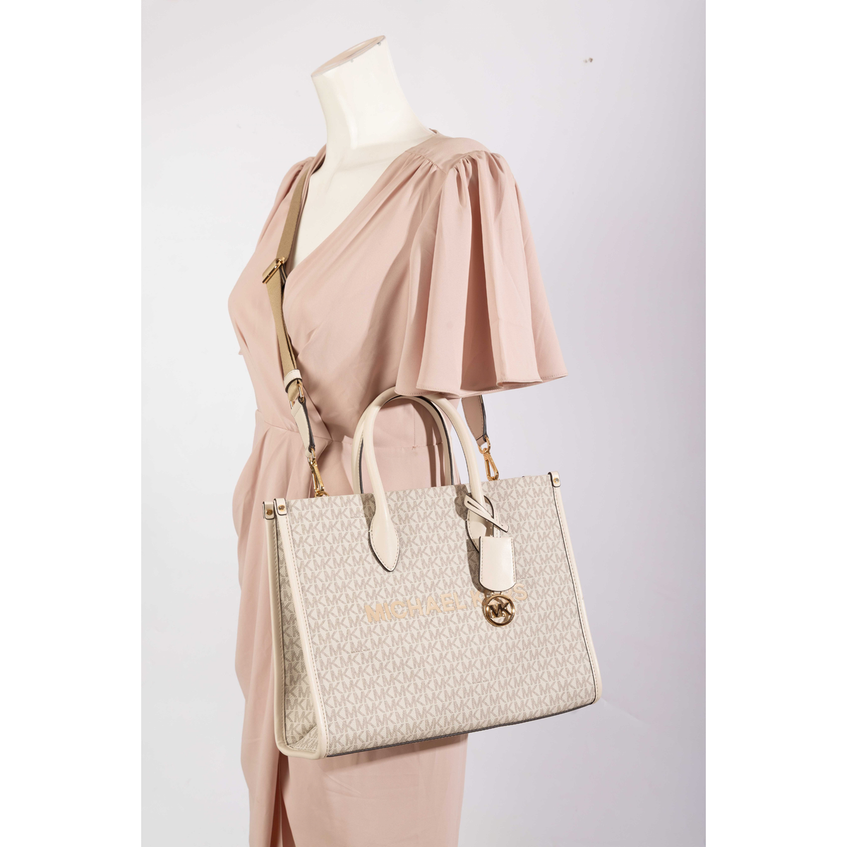 Michael Kors White Mirella Logo Tote