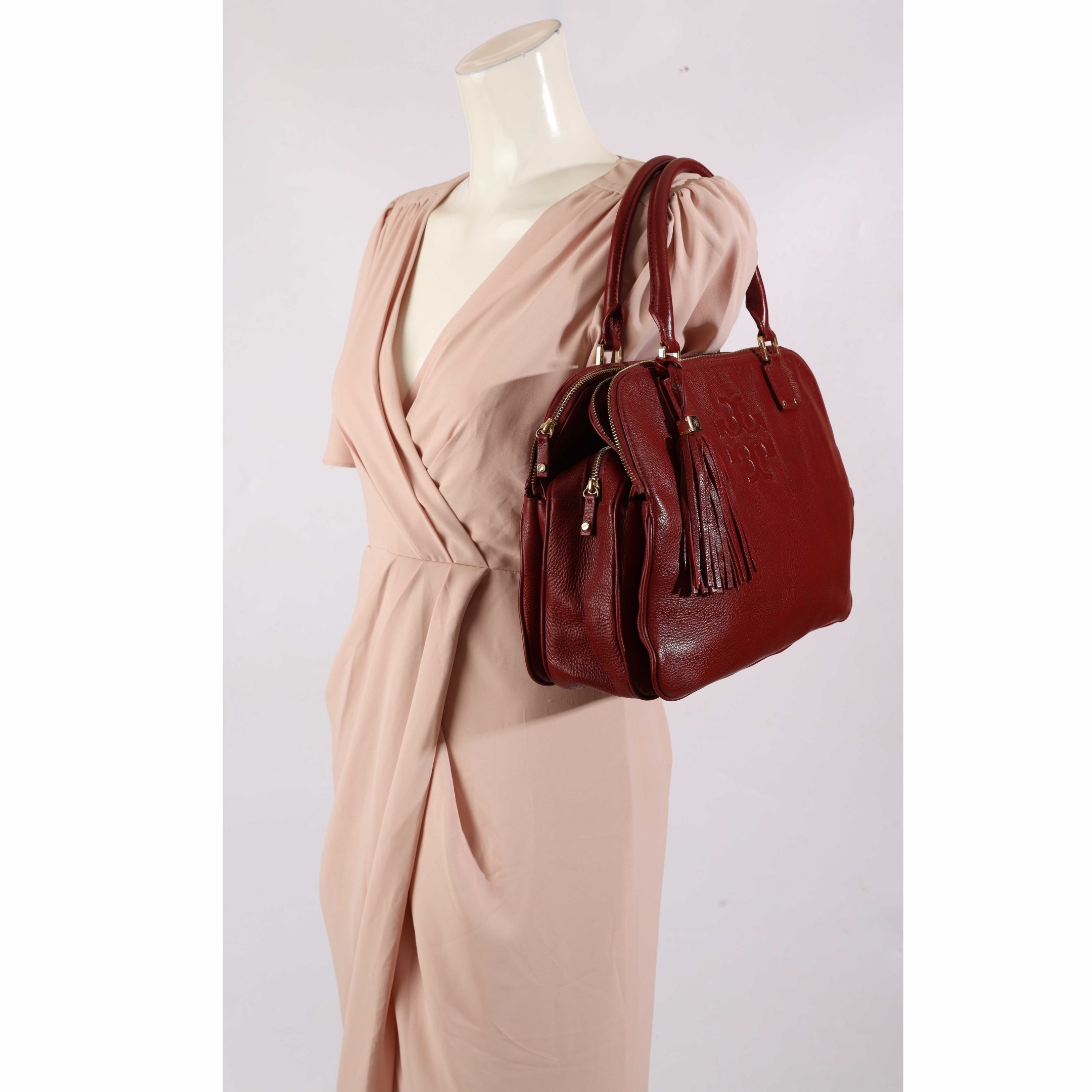 Tory Burch Thea Maroon Large Satchel