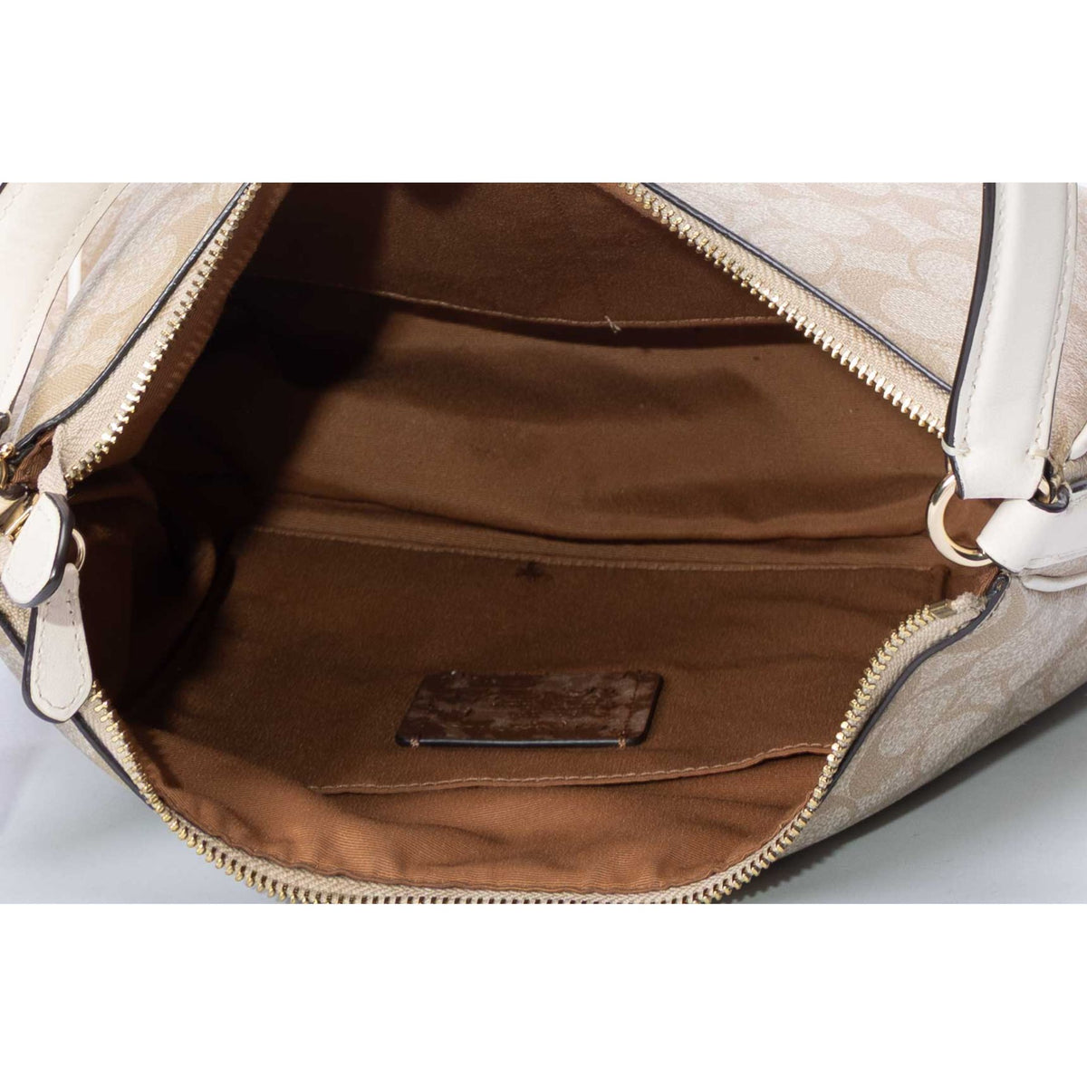 Coach Beige Zip Shoulder Bag