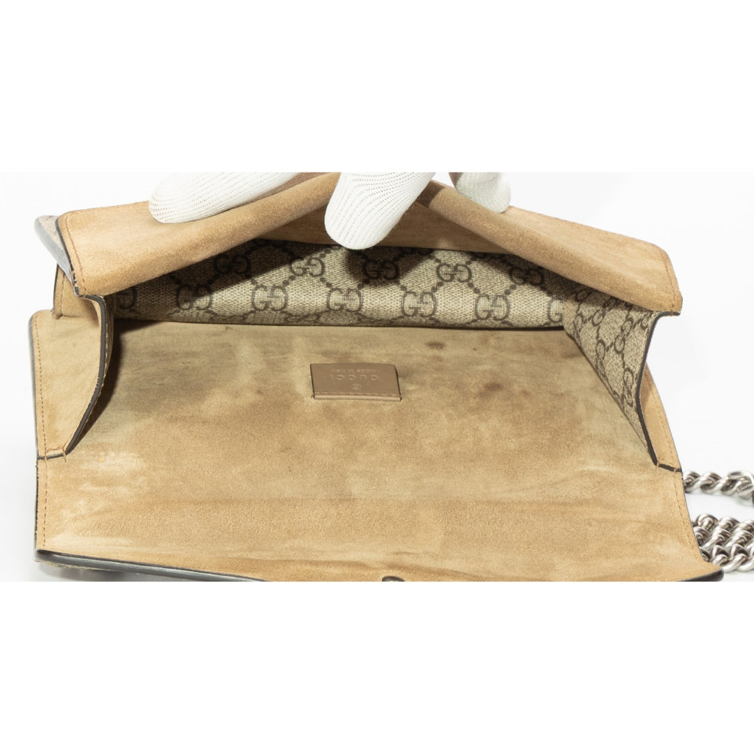 Gucci GG Supreme Canvas Suede Dionysus Shoulder Bag
