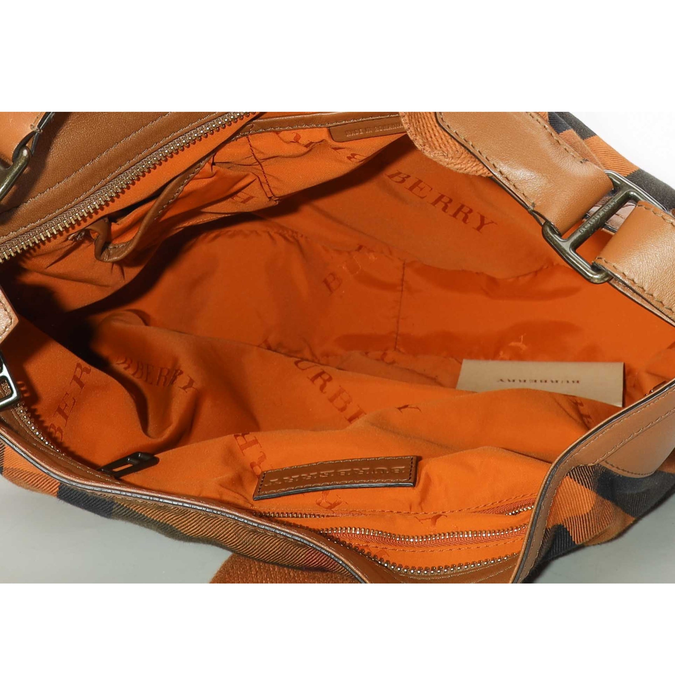 Burberry Brown/Orange Vintage Check Ashwood Hobo Bag