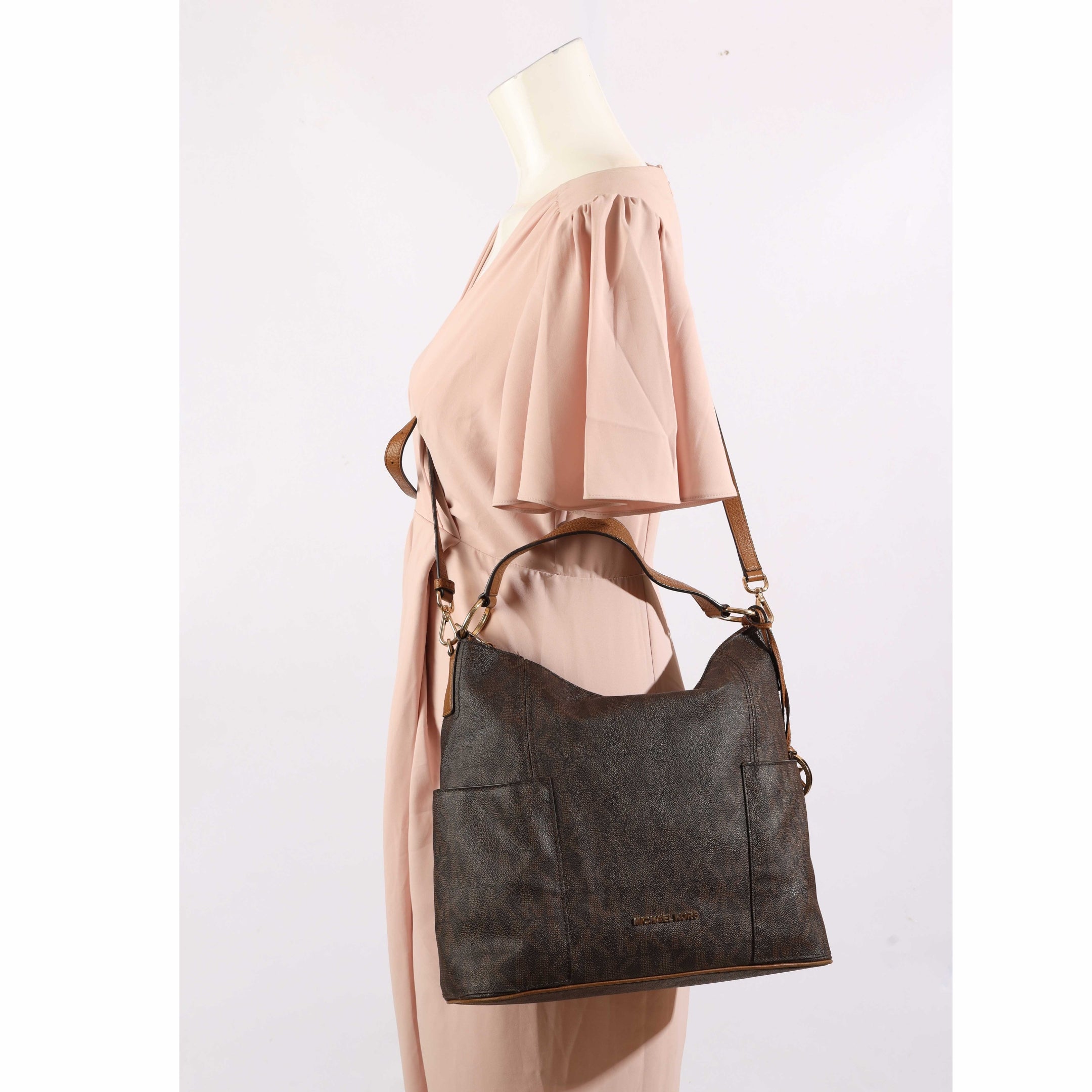 Michael Kors Brown Logo Convertible Hobo Bag