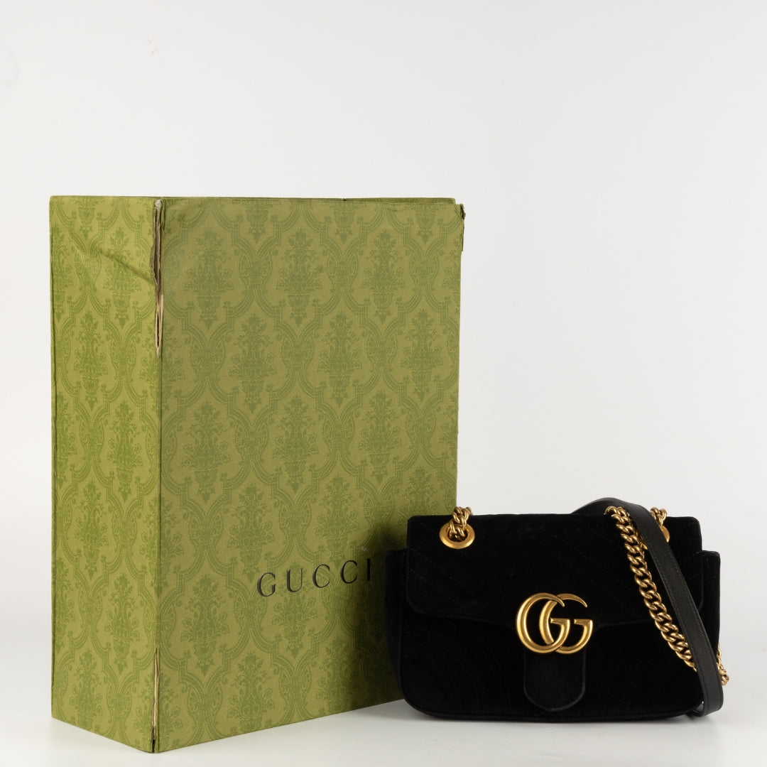 Gucci GG Marmont Mini Flap Velvet Crossbody Bag