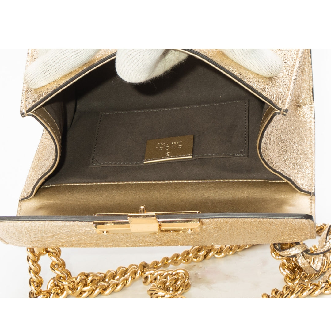 Gucci Gold Metallic Padlock Shoulder Bag