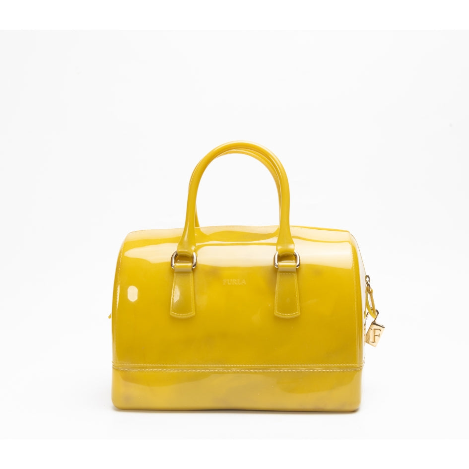 Furla Yellow Glossy Rubber Candy Satchel