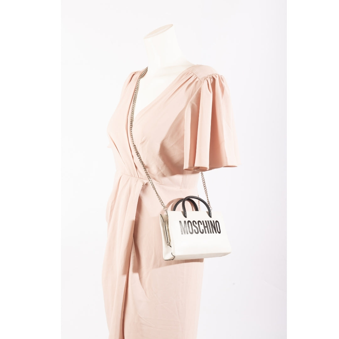 Moschino White Leather Shoulder Bag