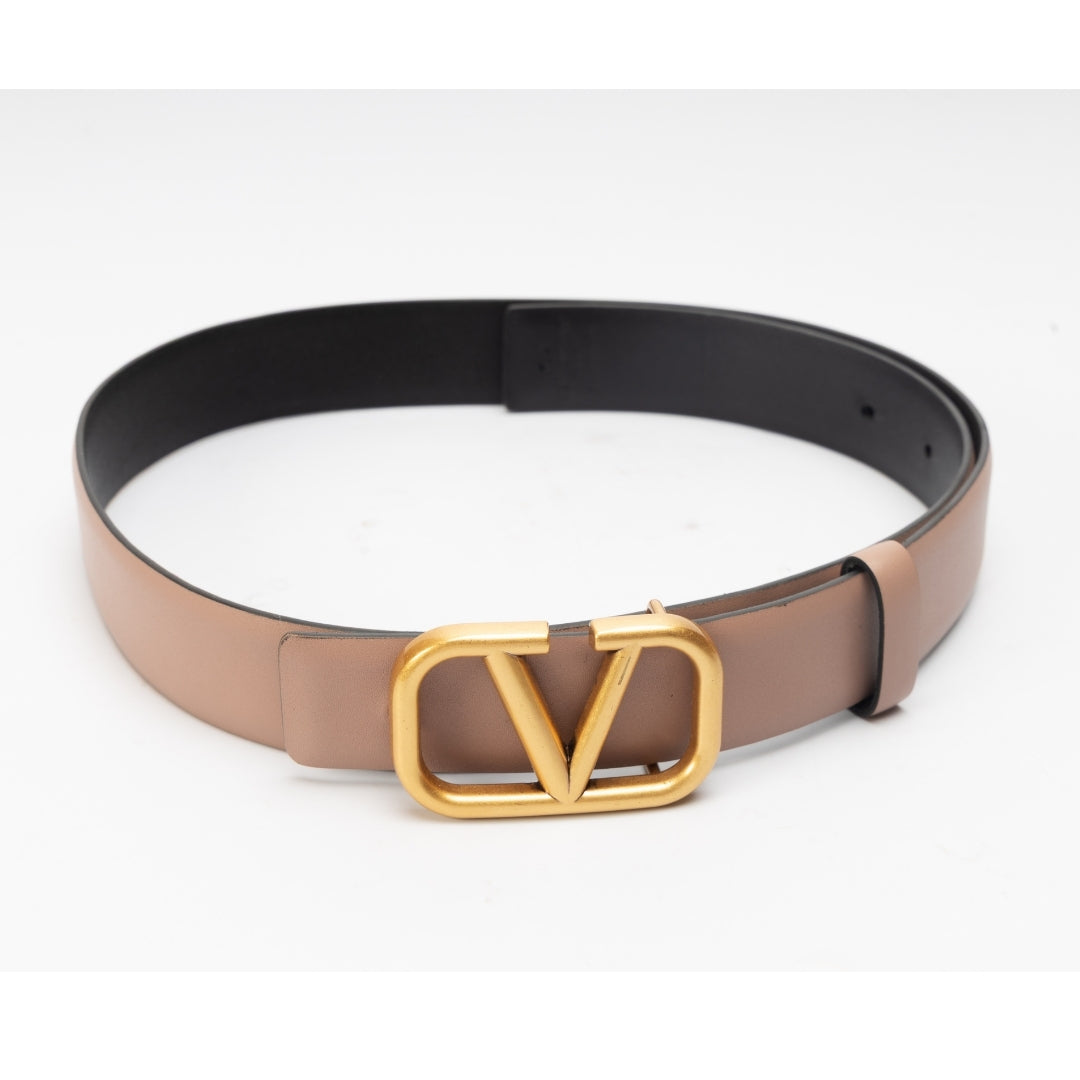 Valentino V Logo Calfskin Reversible Belt