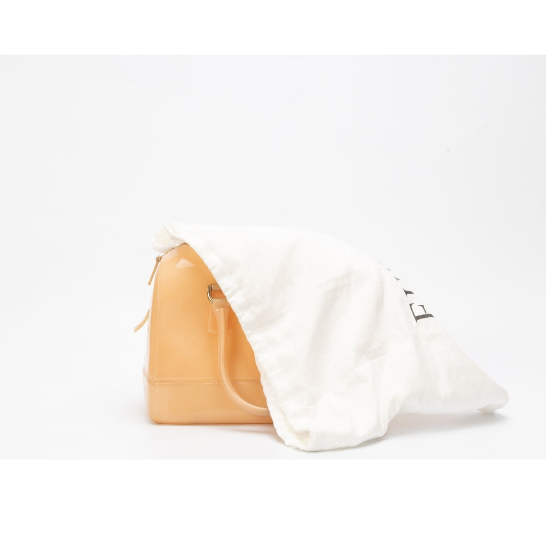 Furla Peach Glossy Rubber Candy Satchel