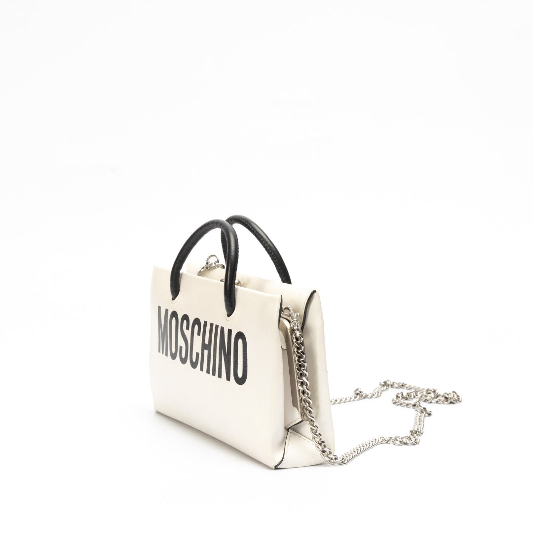 Moschino White Leather Shoulder Bag