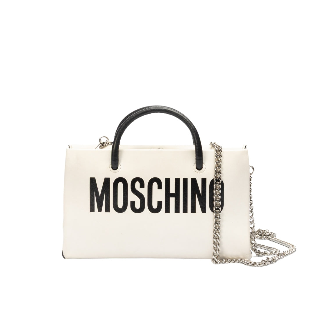Moschino White Leather Shoulder Bag