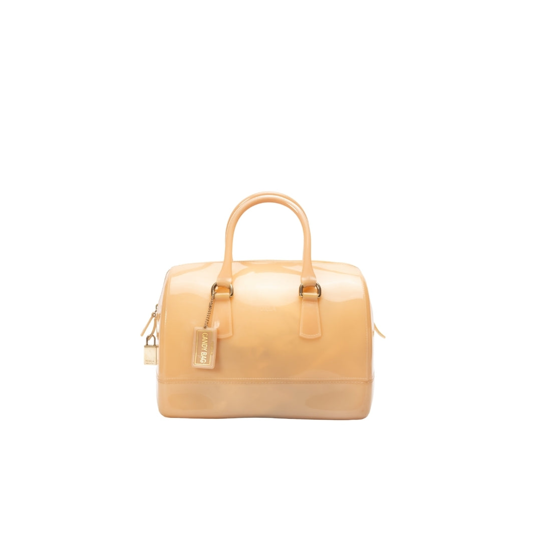 Furla Peach Glossy Rubber Candy Satchel