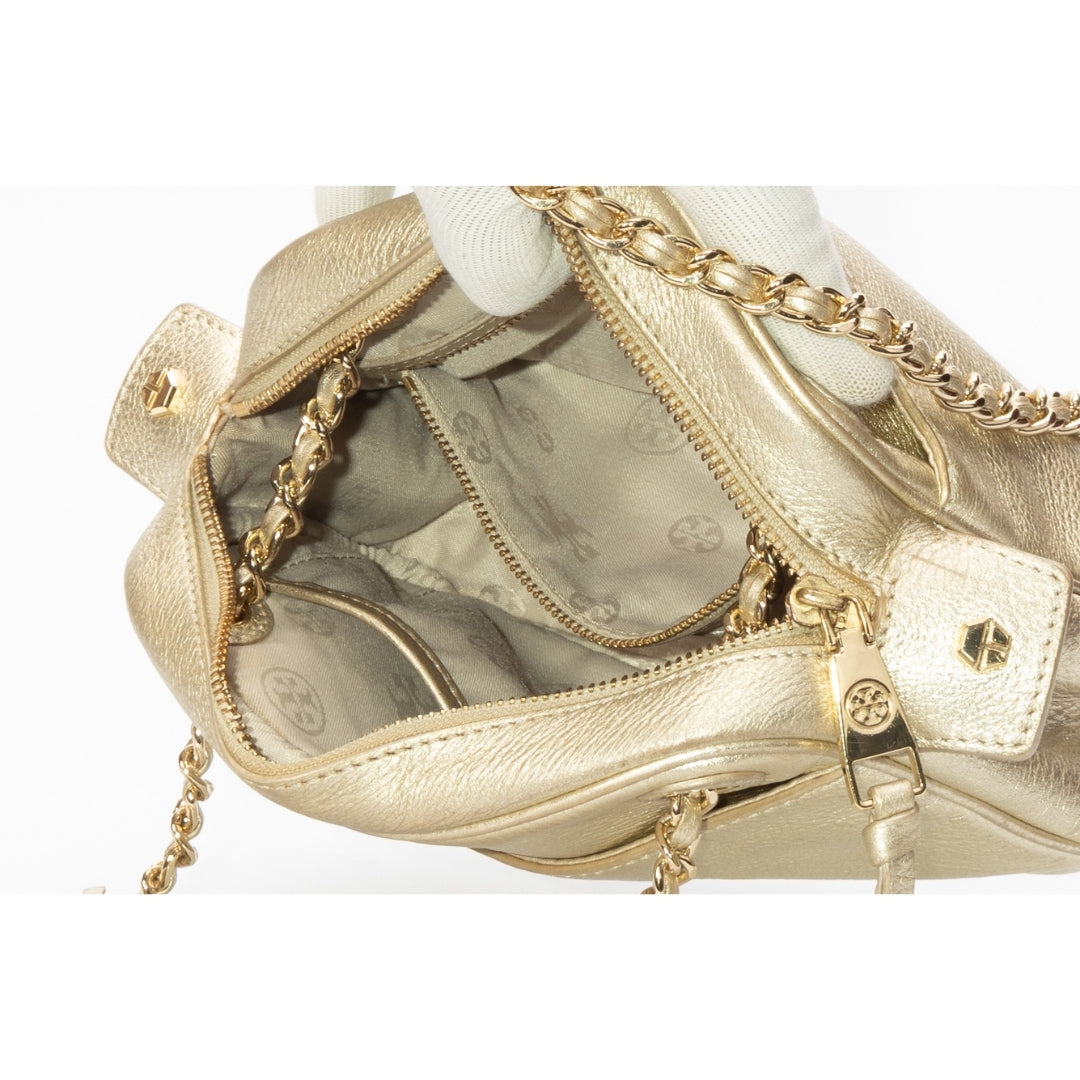Tory Burch Metallic Gold Leather Thea Chain Crossbody Bag