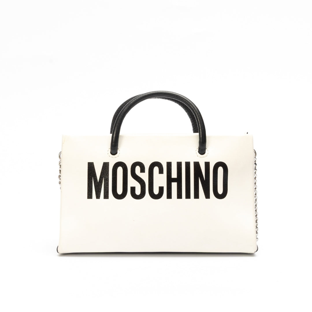 Moschino White Leather Shoulder Bag