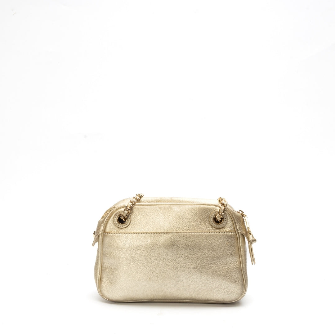 Tory Burch Metallic Gold Leather Thea Chain Crossbody Bag