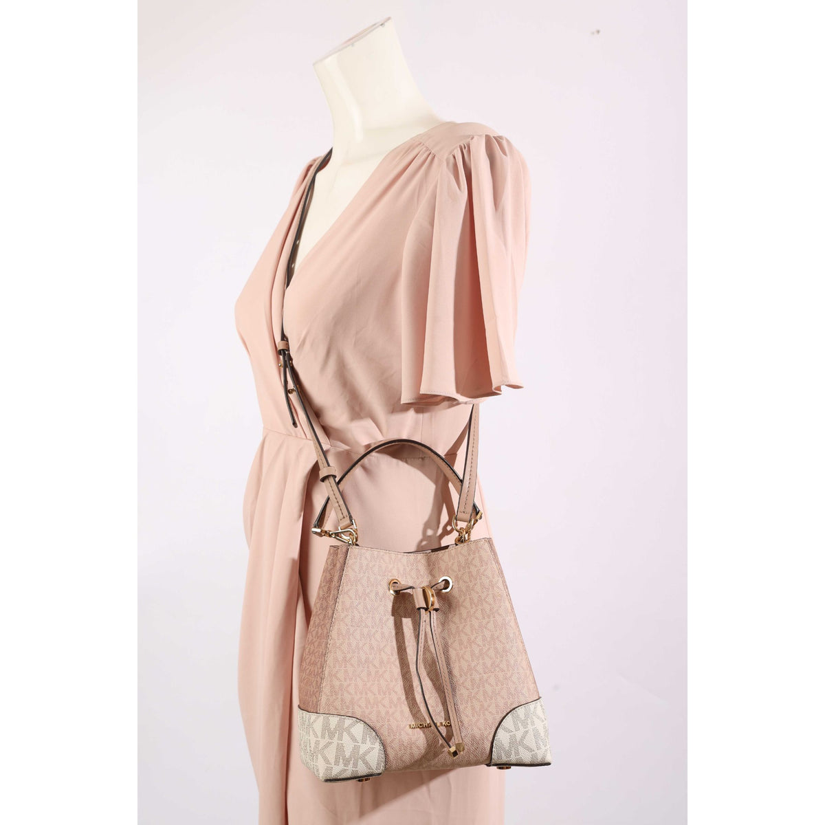 Michael Kors Pink Mercer Logo Bucket Bag