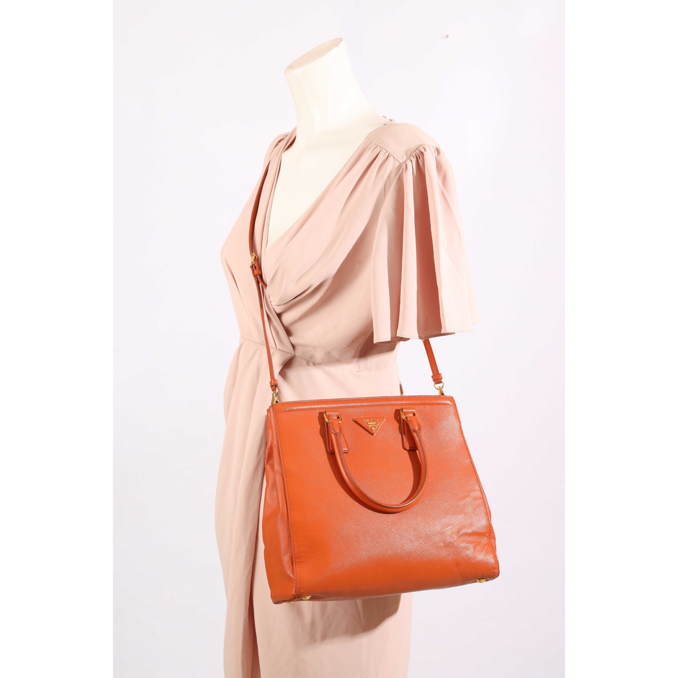 Prada Orange Parabole Convertible Tote