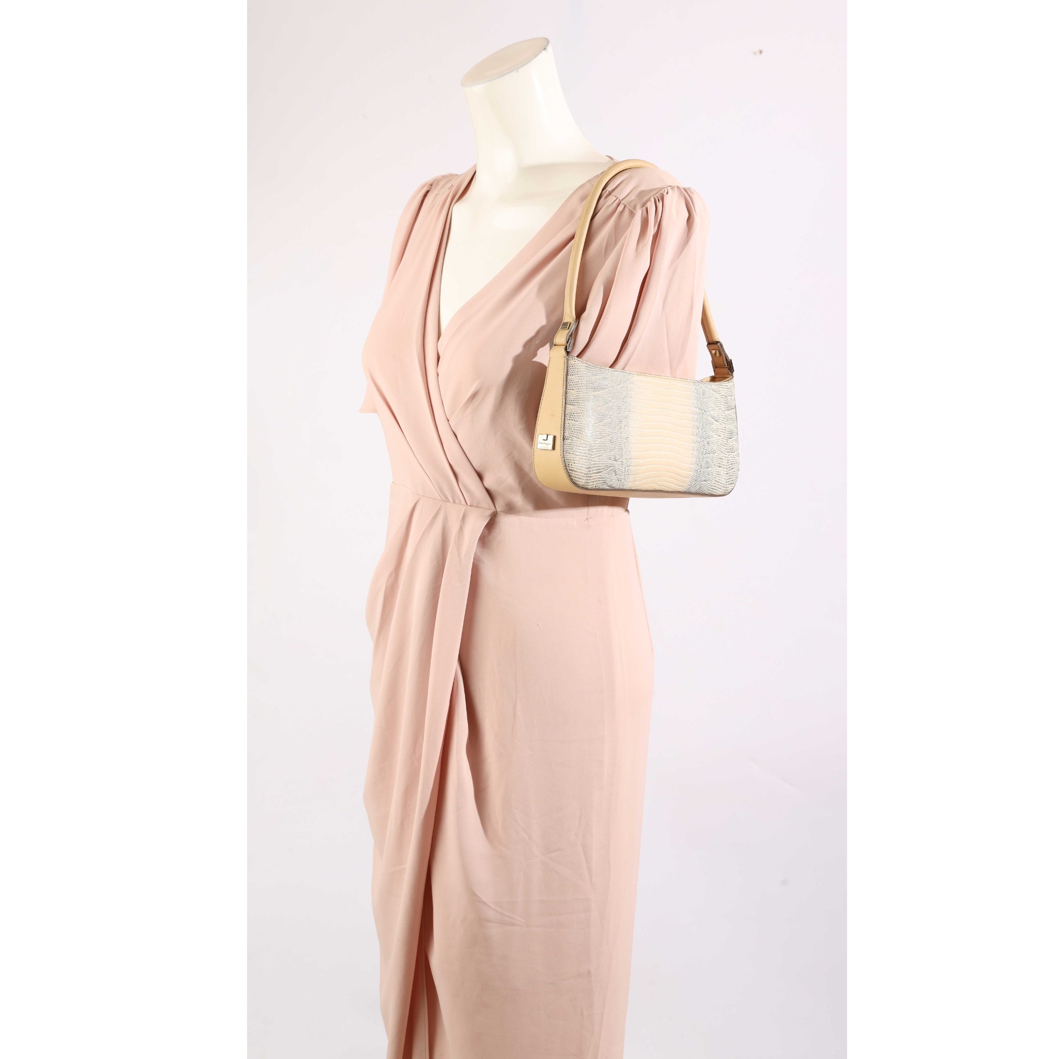 Salvatore Ferragamo Lizard Mini Beige Shoulder Bag