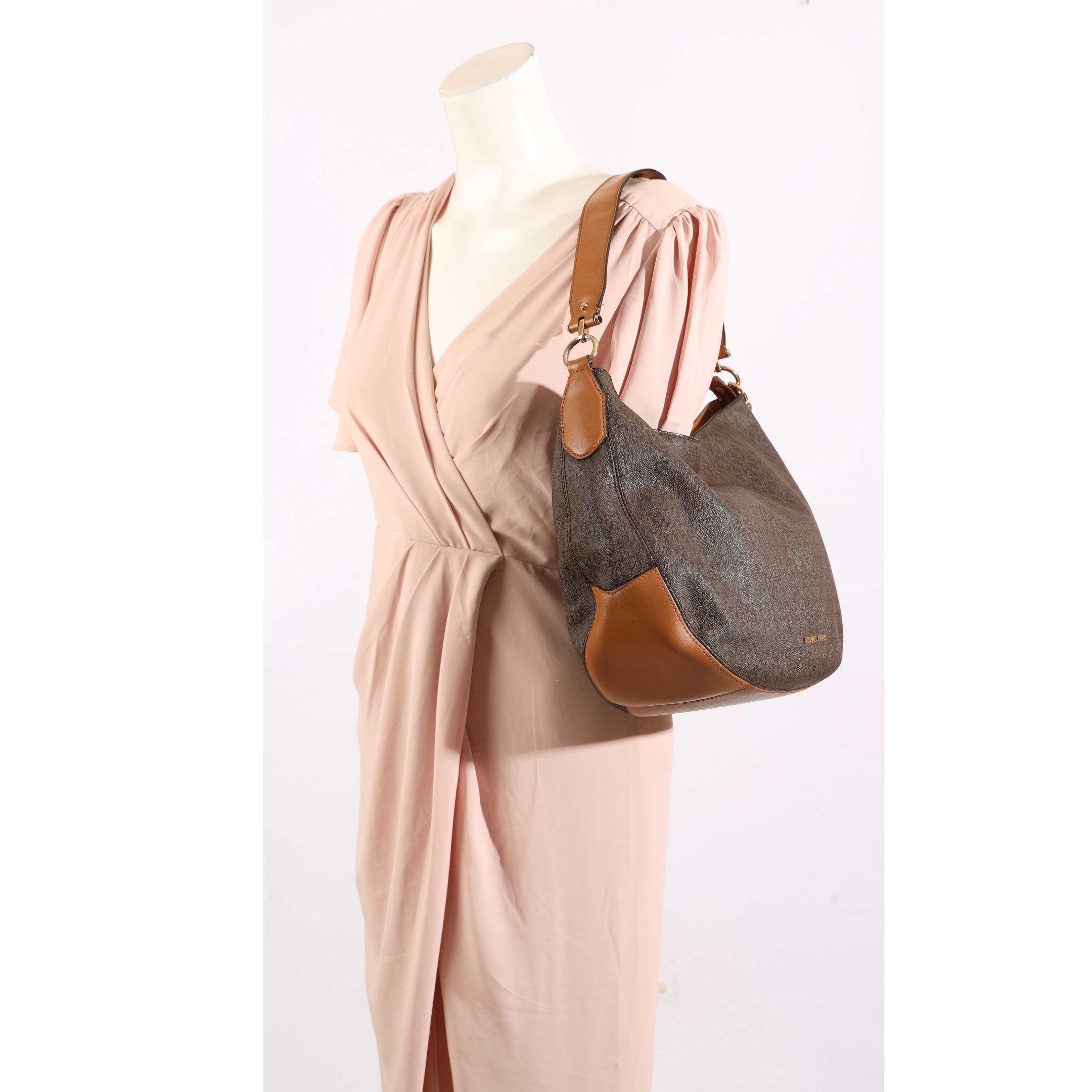 Michael Kors Brooke Brown Logo Hobo Bag