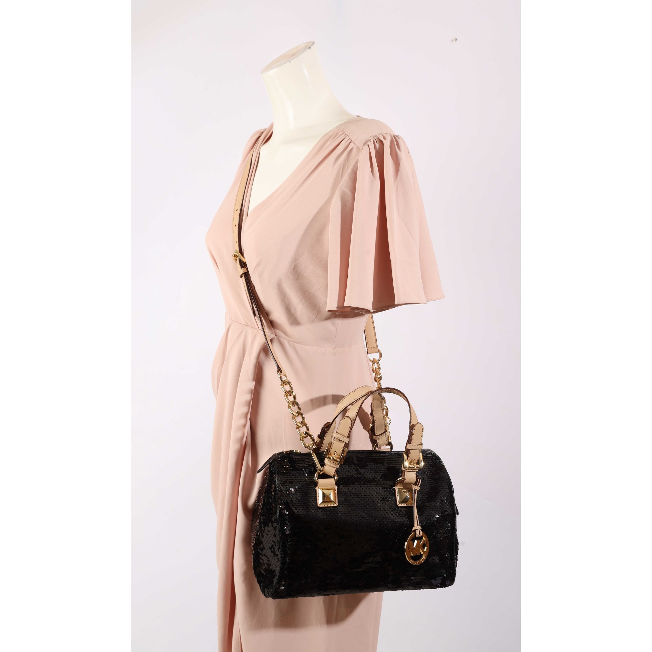 Michael Kors Grayson Sequin Black Satchel
