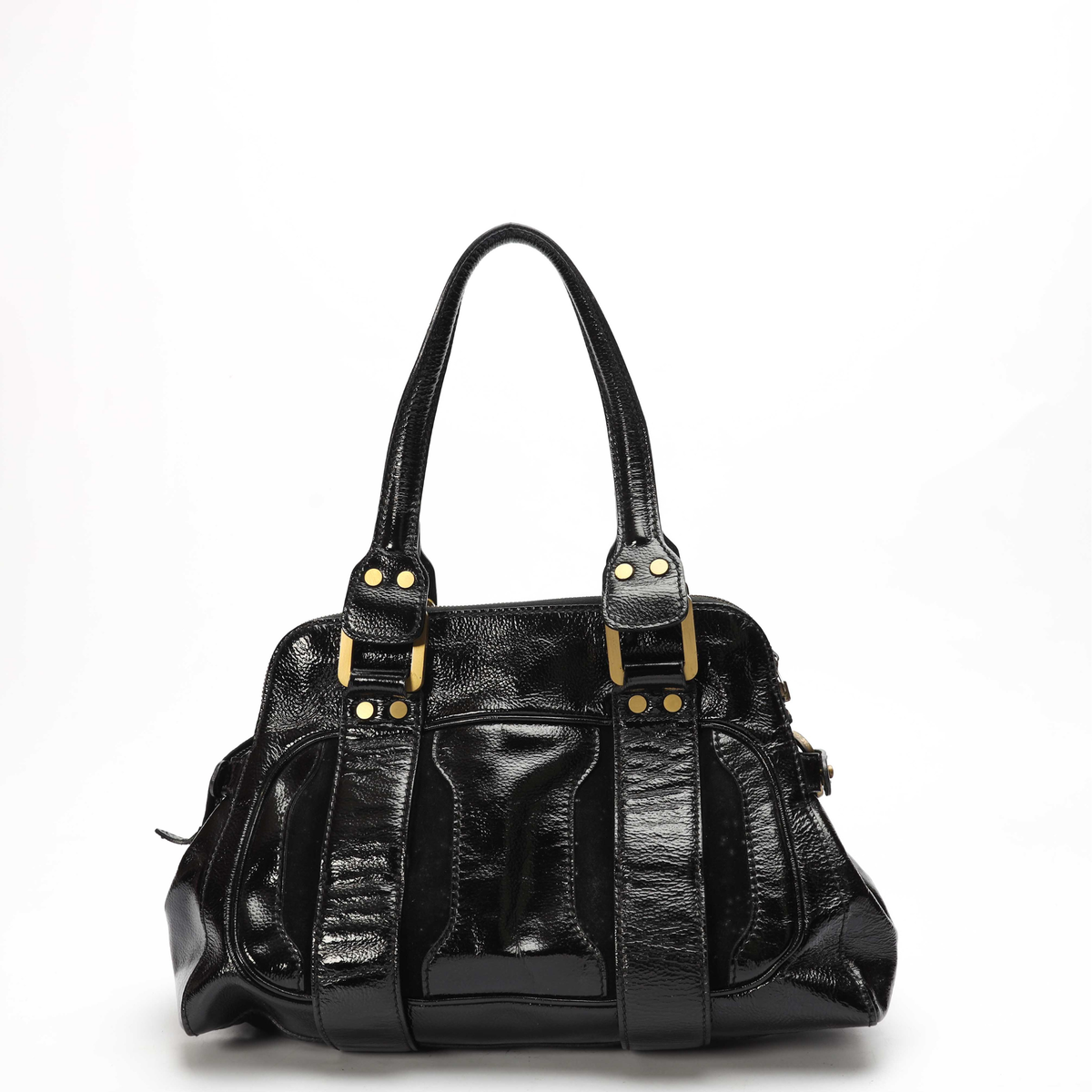 Jimmy Choo Malena Black Leather Satchel Handbag