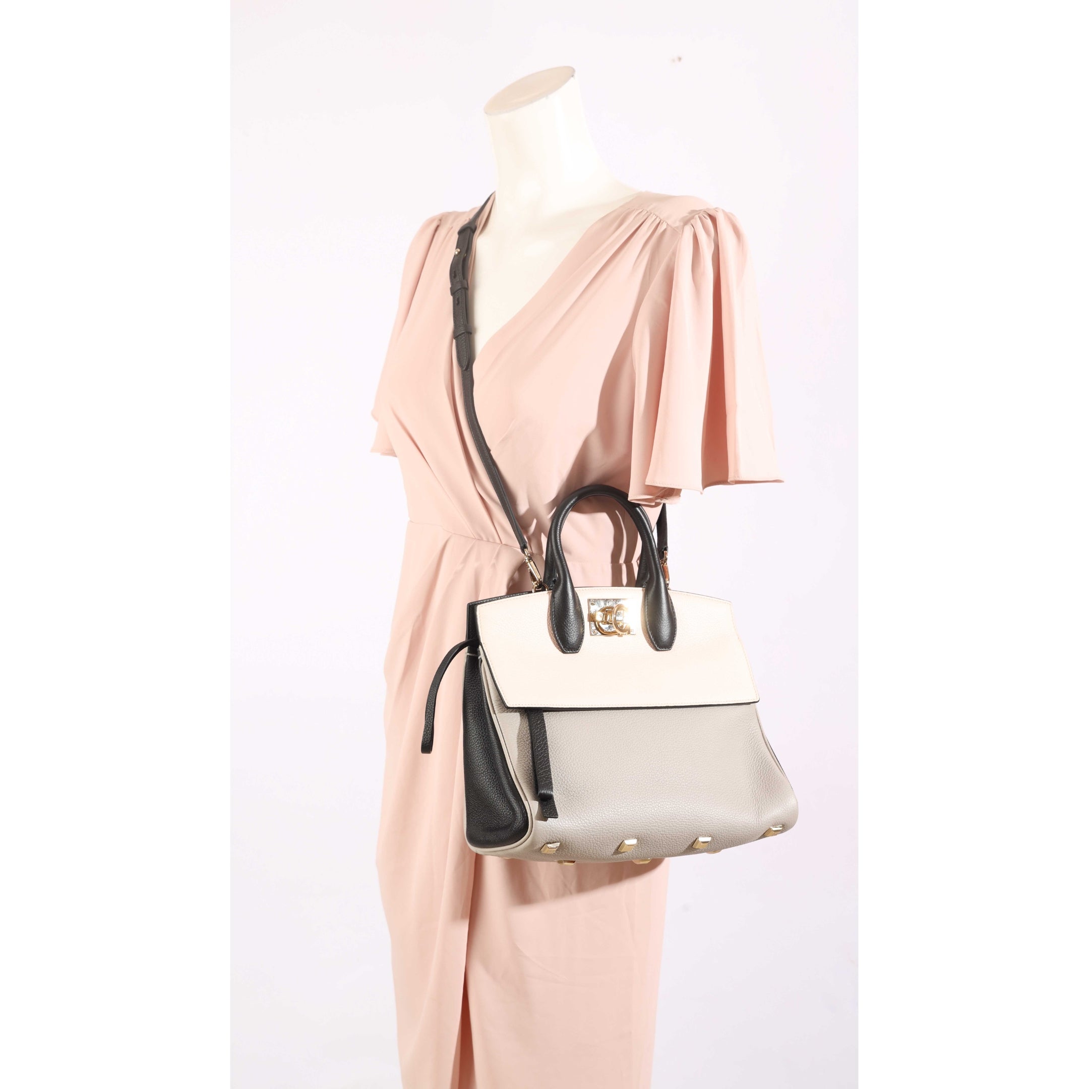 Salvatore Ferragamo Colorblock Studio Top Handle Bag