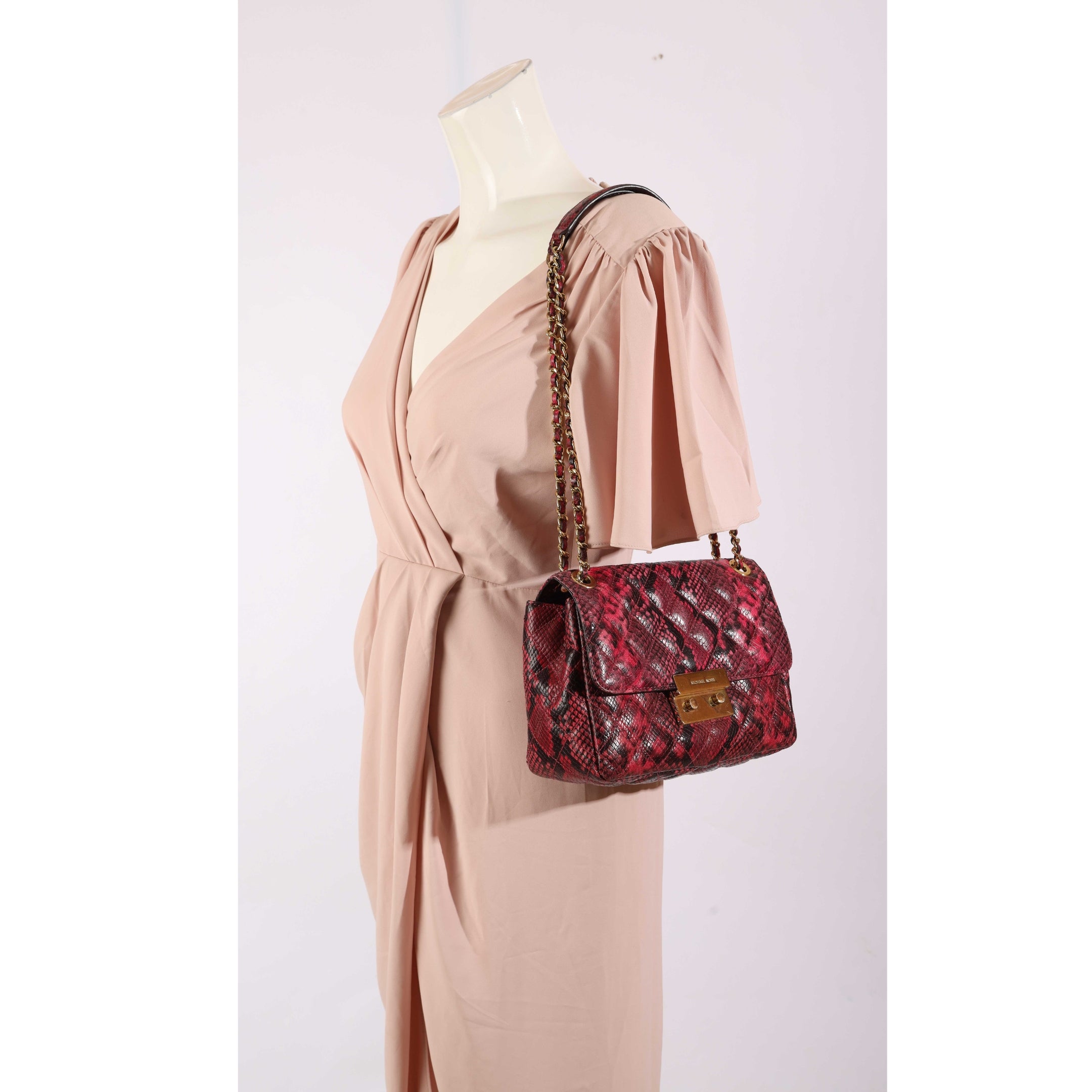 Michael Kors Sloan Quilted Snake Print Shoulder Bag
