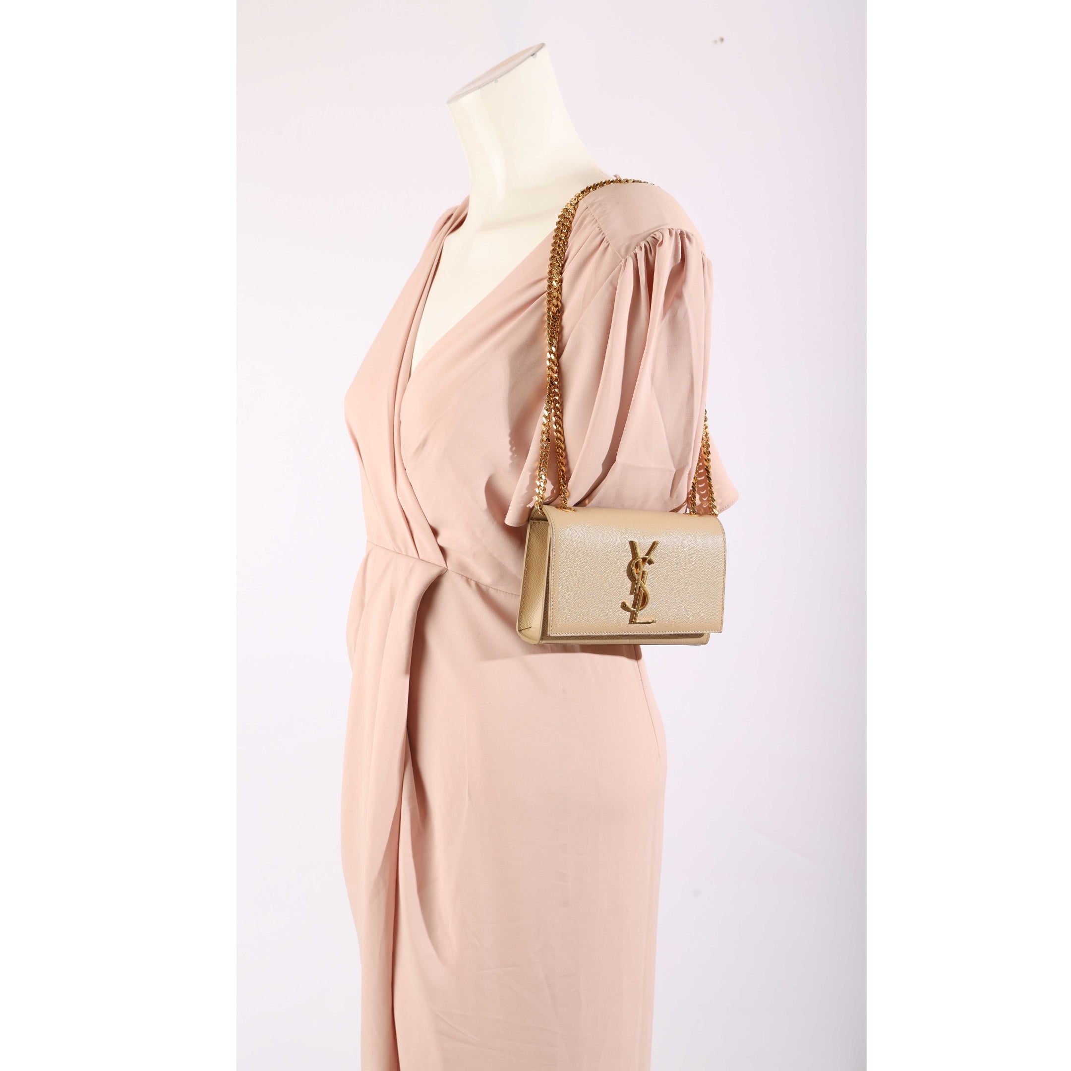 Saint Laurent Beige Grain De Poudre Crossbody Bag