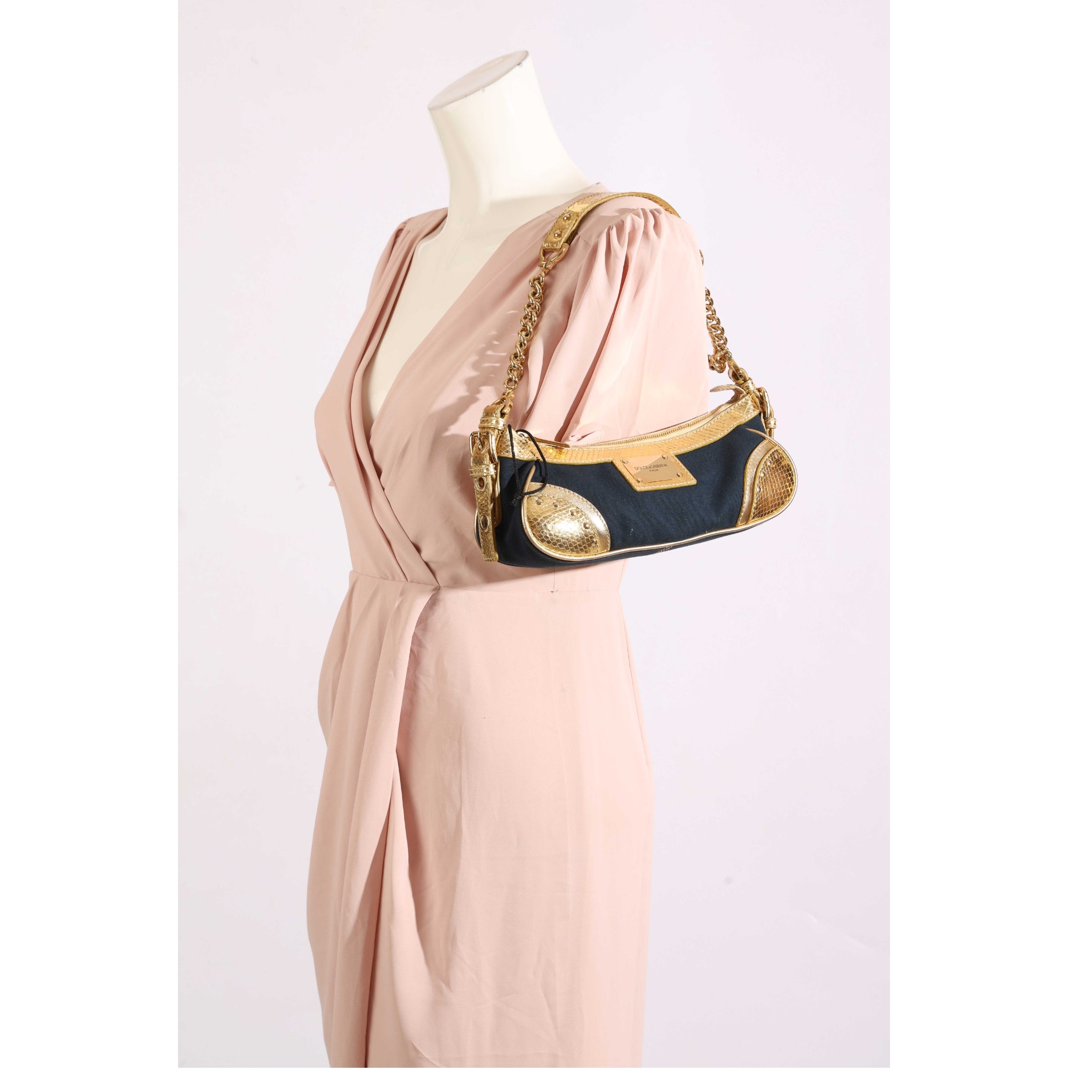 Dolce and Gabbana Black Gold Shoulder Bag
