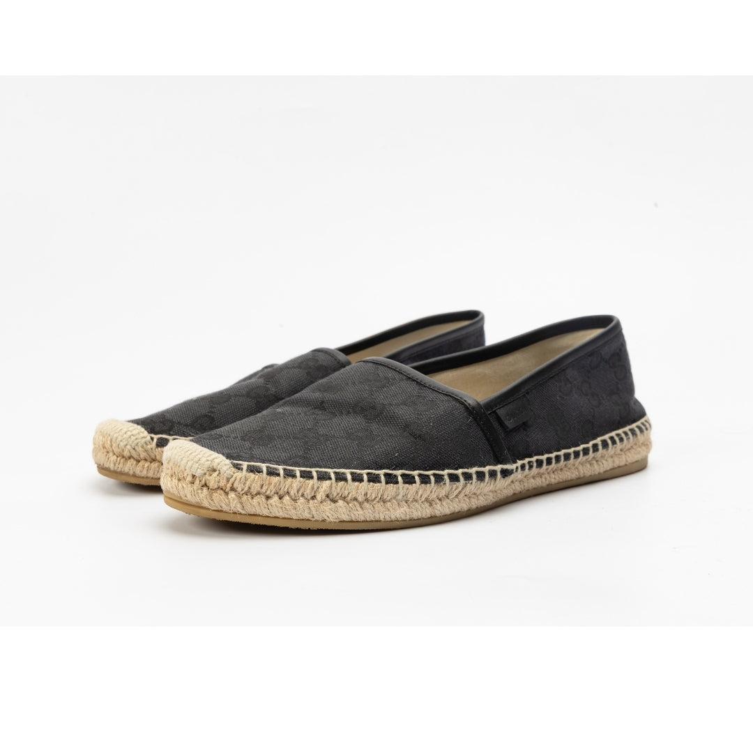 Gucci Black GG Canvas and Leather Espadrille