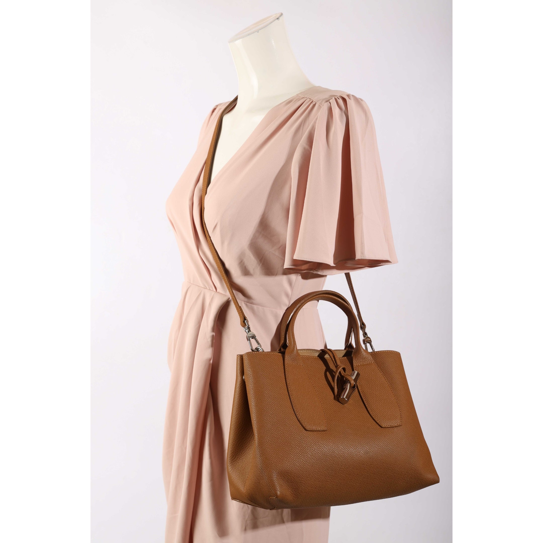 Longchamp Le Roseau Camel Large Satchel
