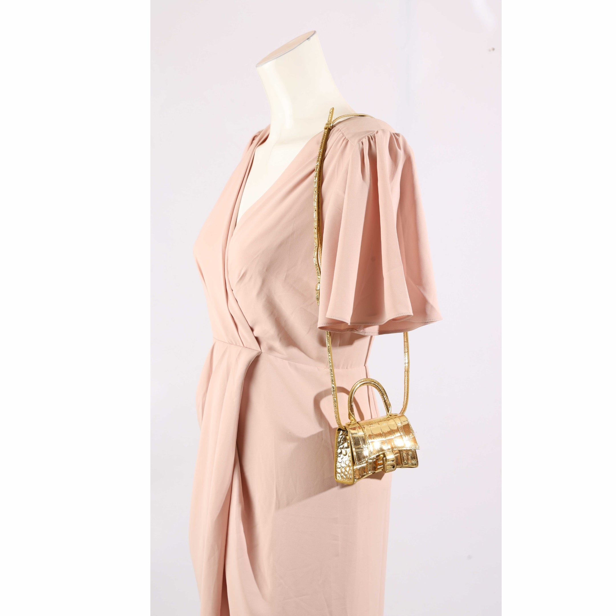 Balenciaga Gold Metallic Hourglass XS Crossbody Bag