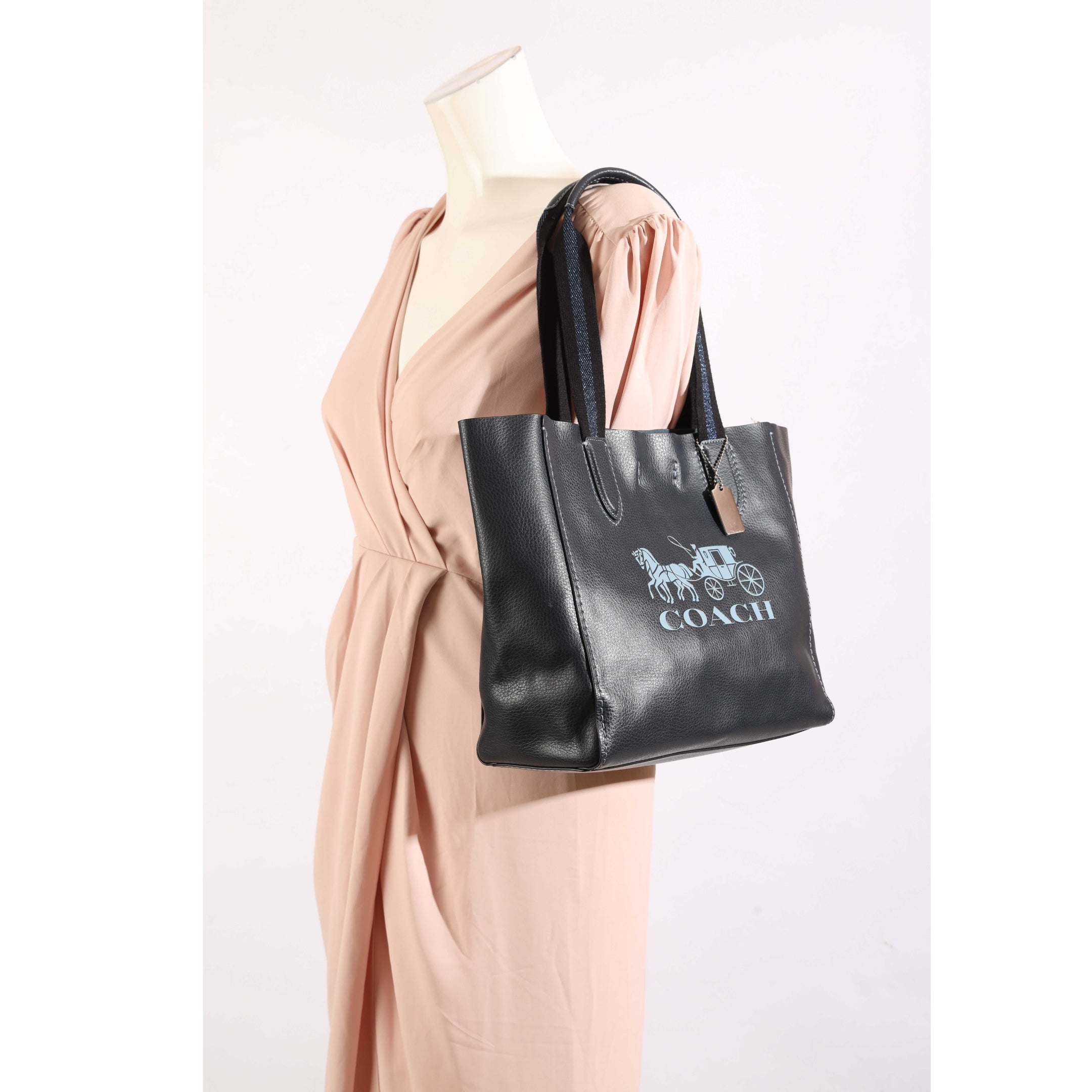 Coach Navy Horse & Carriage Derby Tote