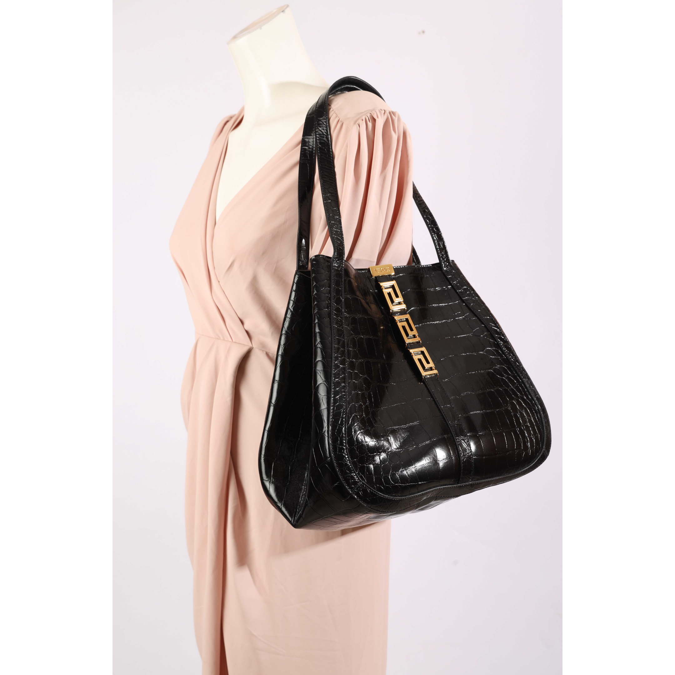 Versace Black Greca Goddess Tote