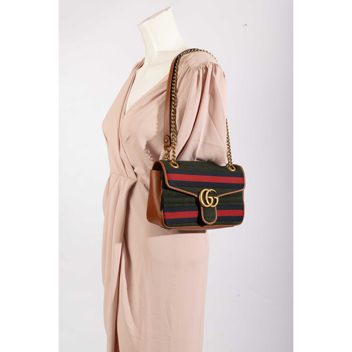 Gucci Striped Convertible Crossbody Bag