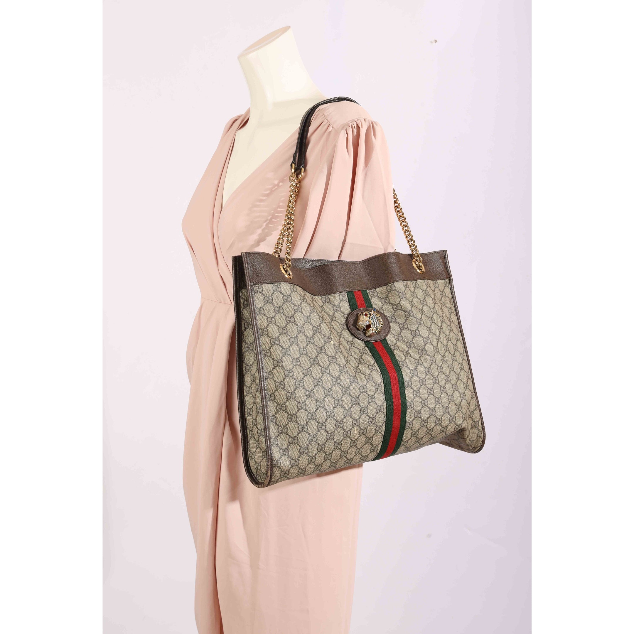 Gucci GG Supreme Canvas Large Web Rajah Tote