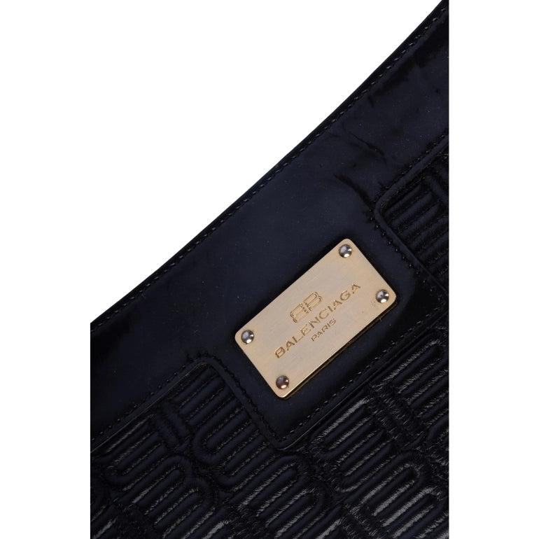 Balenciaga Logo Embossed Leather Pochette