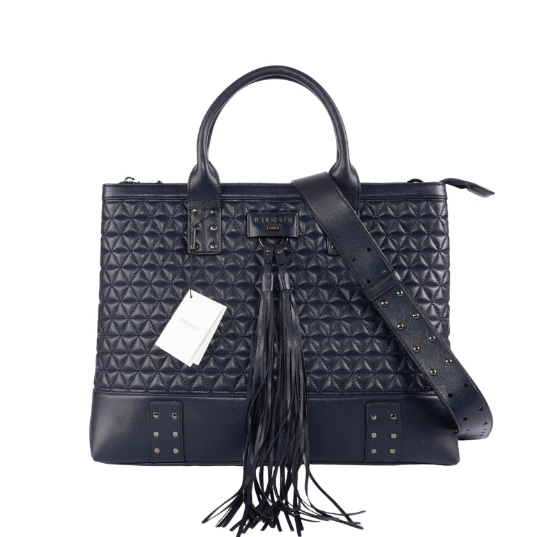 Balmain Domaine Quilted Leather Tote