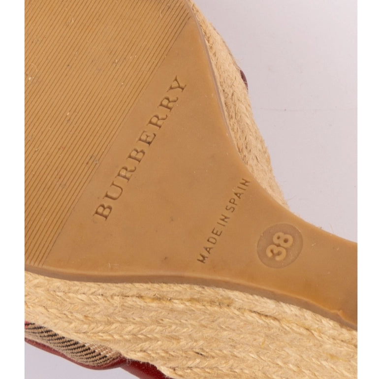 Burberry House Check Canvas Tenbury Ankle Strap Wedge