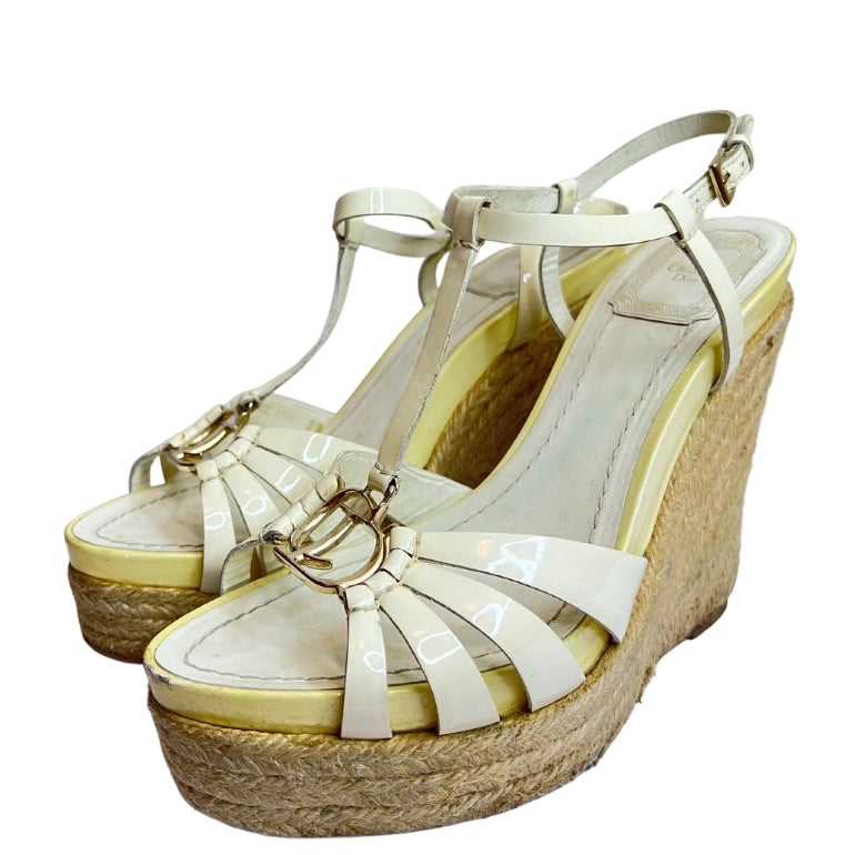 Christian Dior Monogram Patent Leather Wedges