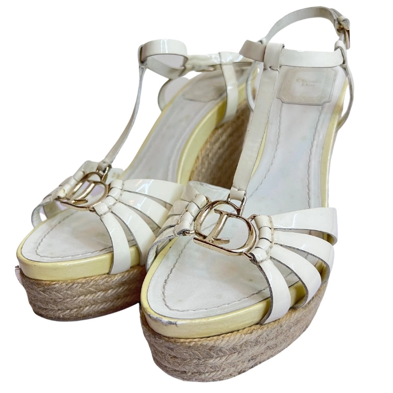 Christian Dior Monogram Patent Leather Wedges
