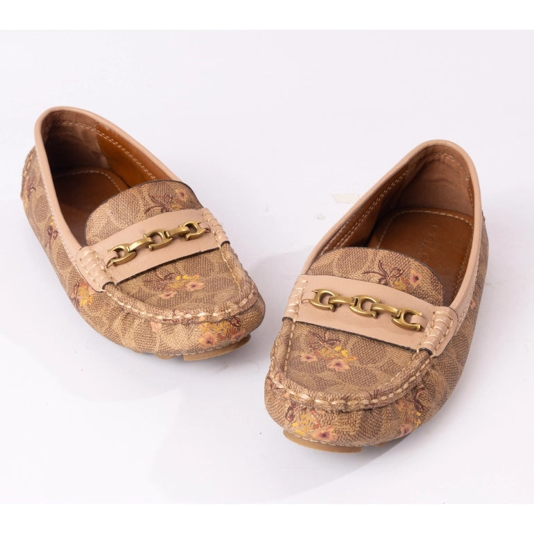 Coach Crosby Signature Chain Logo Floral Driver Loafers