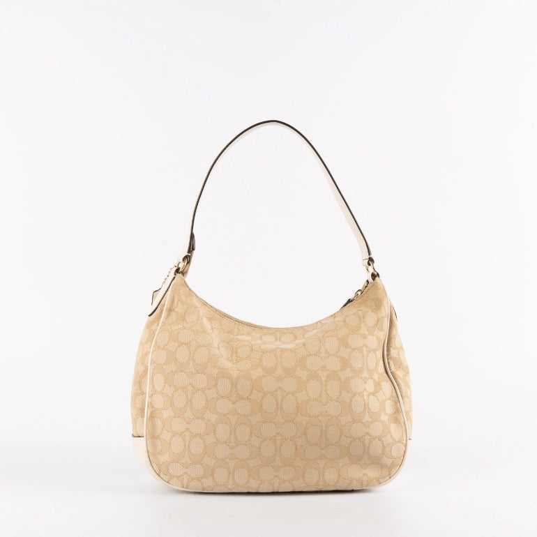 Coach Signature Canvas and Leather Zip Hobo Bag