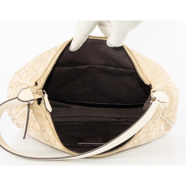 Coach Signature Canvas and Leather Zip Hobo Bag