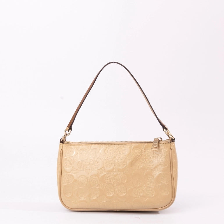 Coach Top Handle Pouch In Signature Debossed Patent Leather